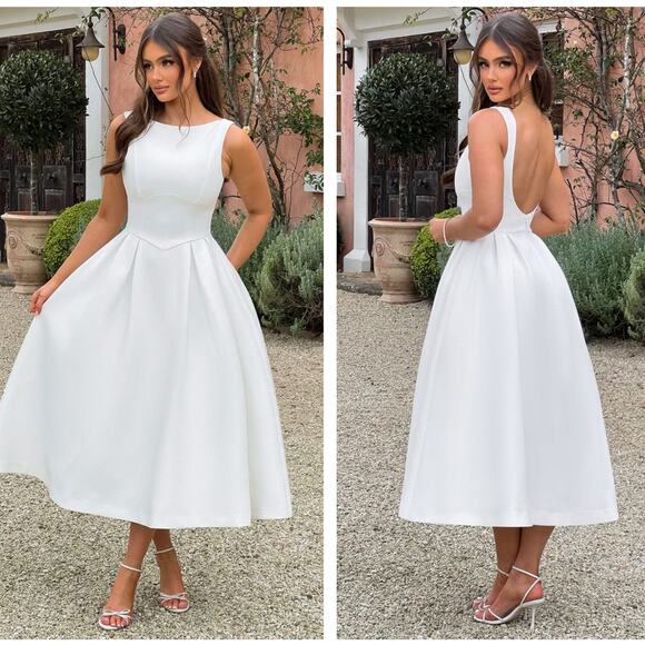 BABYBOO Clarabella Midi Dress Ivory Sz S NWT $183 {179} - Picture 1 of 3
